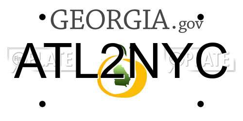 ATL2NYC Georgia License Plate