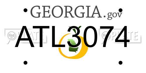 ATL3074 Georgia License Plate