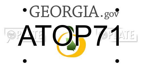 ATOP71 Georgia License Plate