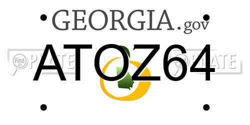 ATOZ64 Georgia License Plate