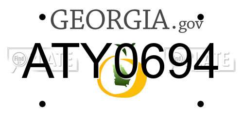 ATY0694 Georgia License Plate