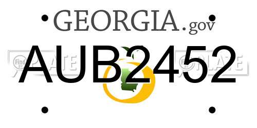 AUB2452 Georgia License Plate