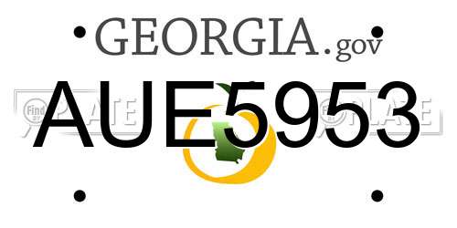 AUE5953 Georgia License Plate