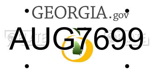 AUG7699 Georgia License Plate