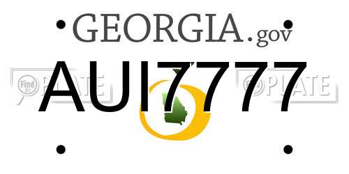 AUI7777 Georgia License Plate