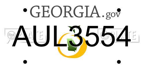 AUL3554 Georgia License Plate