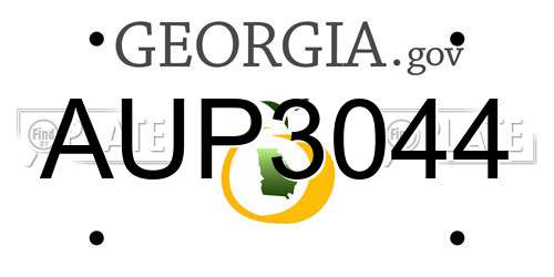 AUP3044 Georgia License Plate