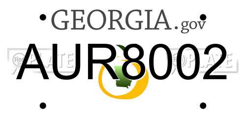 AUR8002 Georgia License Plate
