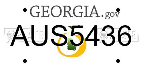 AUS5436 Georgia License Plate