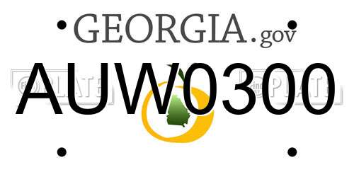 AUW0300 Georgia License Plate