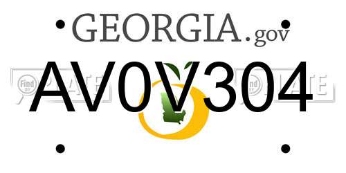 AV0V304 Georgia License Plate