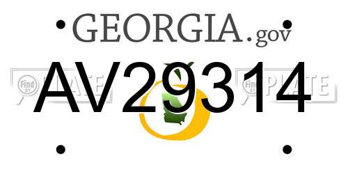 AV29314 Georgia License Plate
