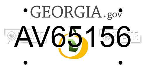 AV65156 Georgia License Plate