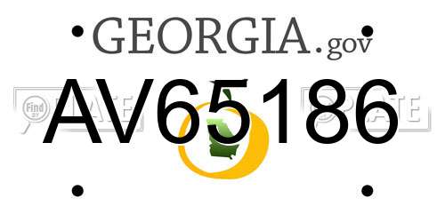 AV65186 Georgia License Plate