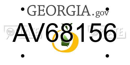 AV68156 Georgia License Plate
