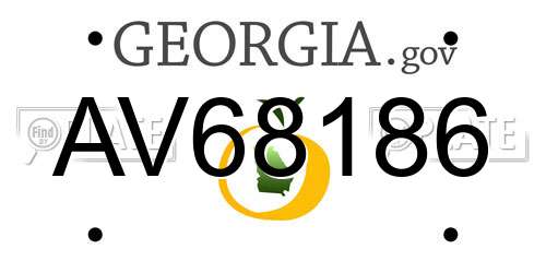 AV68186 Georgia License Plate