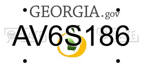 AV6S186 Georgia License Plate