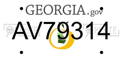 AV79314 Georgia License Plate