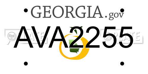 AVA2255 Georgia License Plate