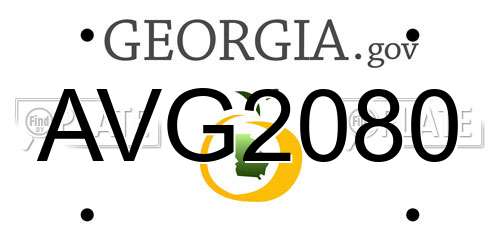 AVG2080 Georgia License Plate