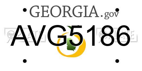 AVG5186 Georgia License Plate