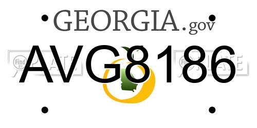 AVG8186 Georgia License Plate