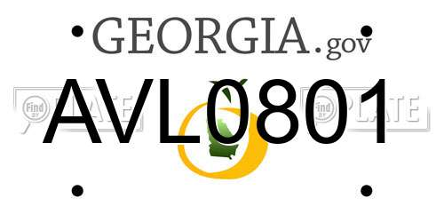 AVL0801 Georgia License Plate