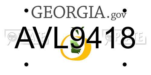 AVL9418 Georgia License Plate