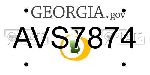 AVS7874 Georgia License Plate
