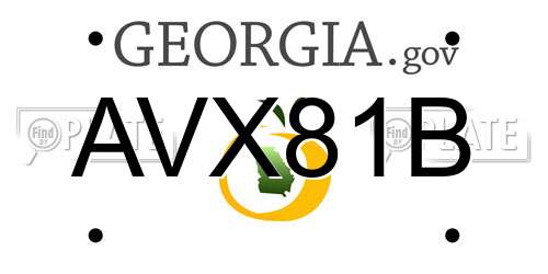 AVX81B Georgia License Plate