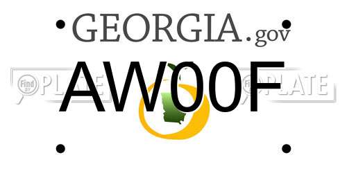 AW00F Georgia License Plate