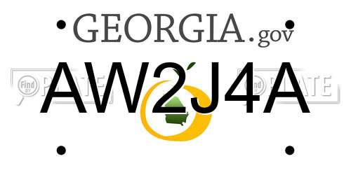 AW2J4A Georgia License Plate