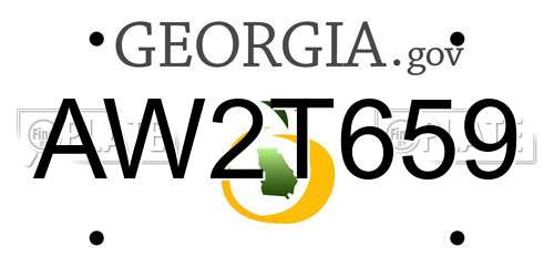 AW2T659 Georgia License Plate