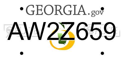 AW2Z659 Georgia License Plate