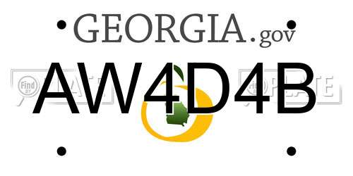 AW4D4B Georgia License Plate