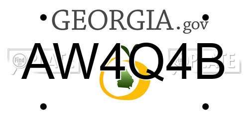 AW4Q4B Georgia License Plate
