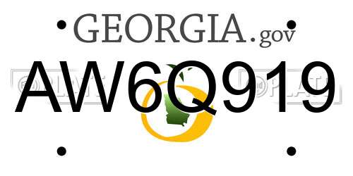 AW6Q919 Georgia License Plate