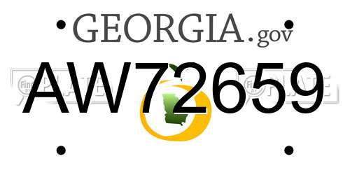 AW72659 Georgia License Plate