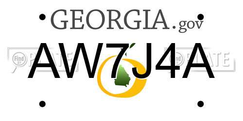 AW7J4A Georgia License Plate