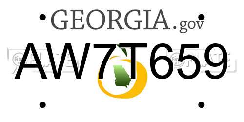 AW7T659 Georgia License Plate
