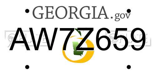 AW7Z659 Georgia License Plate