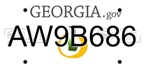 AW9B686 Georgia License Plate