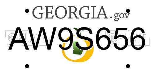 AW9S656 Georgia License Plate