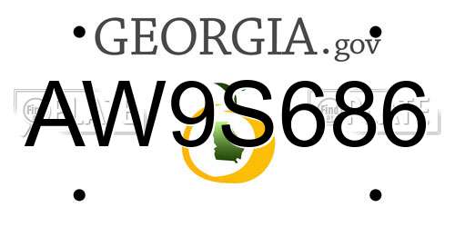 AW9S686 Georgia License Plate