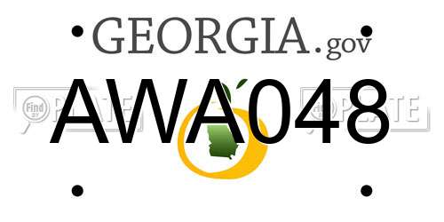 AWA048 Georgia License Plate