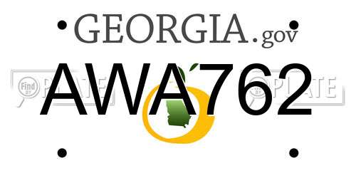 AWA762 Georgia License Plate