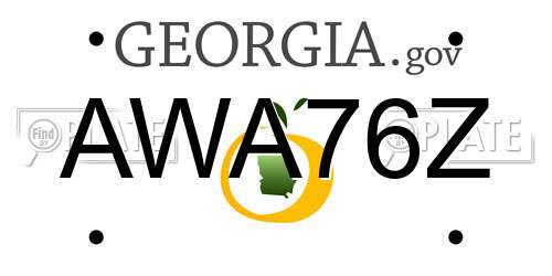 AWA76Z Georgia License Plate