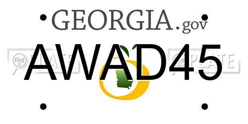 AWAD45 Georgia License Plate