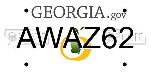 AWAZ62 Georgia License Plate