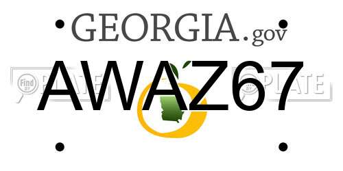 AWAZ67 Georgia License Plate